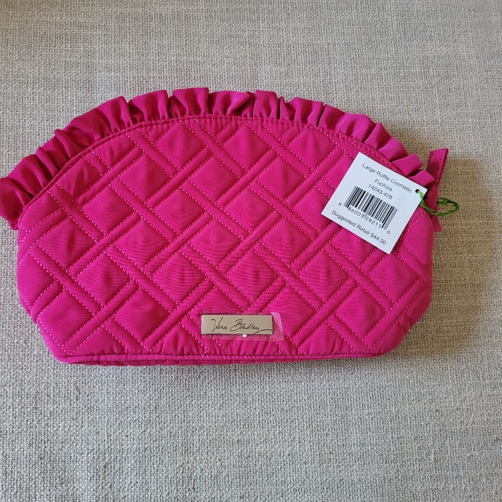 NWT VERA BRADLEY LARGE RUFFLE COSMETIC BAG